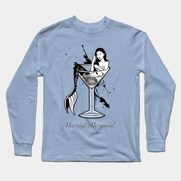 Martini Mermaid Long Sleeve T-Shirt by AlterAspect